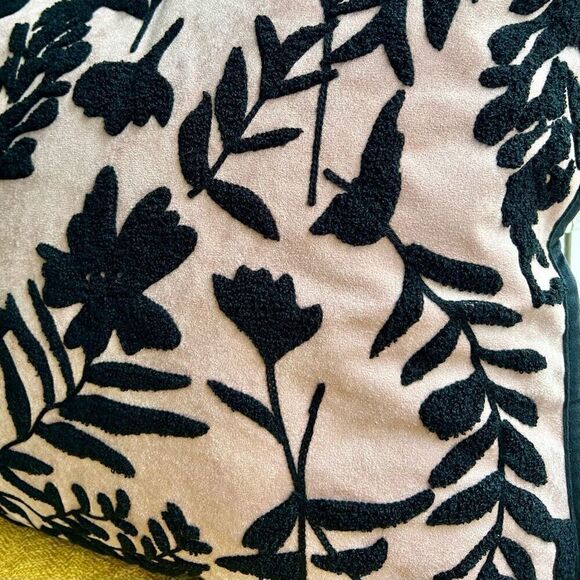 Pink and Black Embroidered Luxury Tufted Pillow Cover - Picture 2 of 4